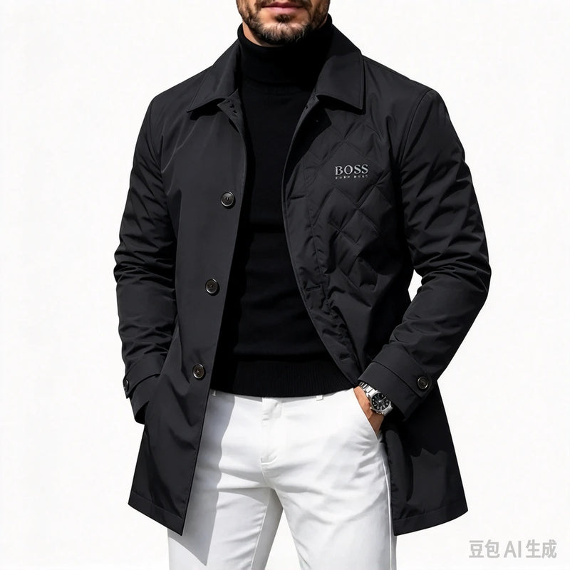 Button-Front Collared Coat