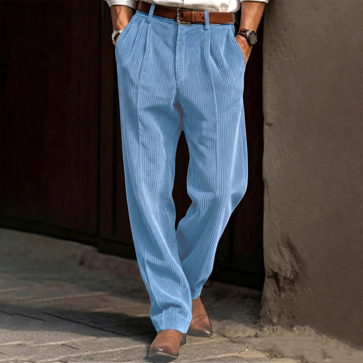 Vintage Pleated Corduroy Wide Leg Pants