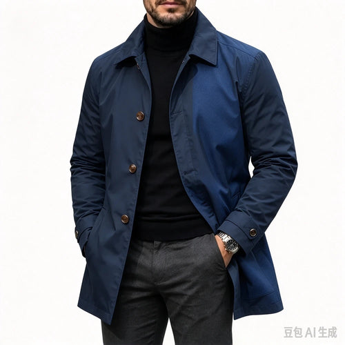Button-Front Collared Coat
