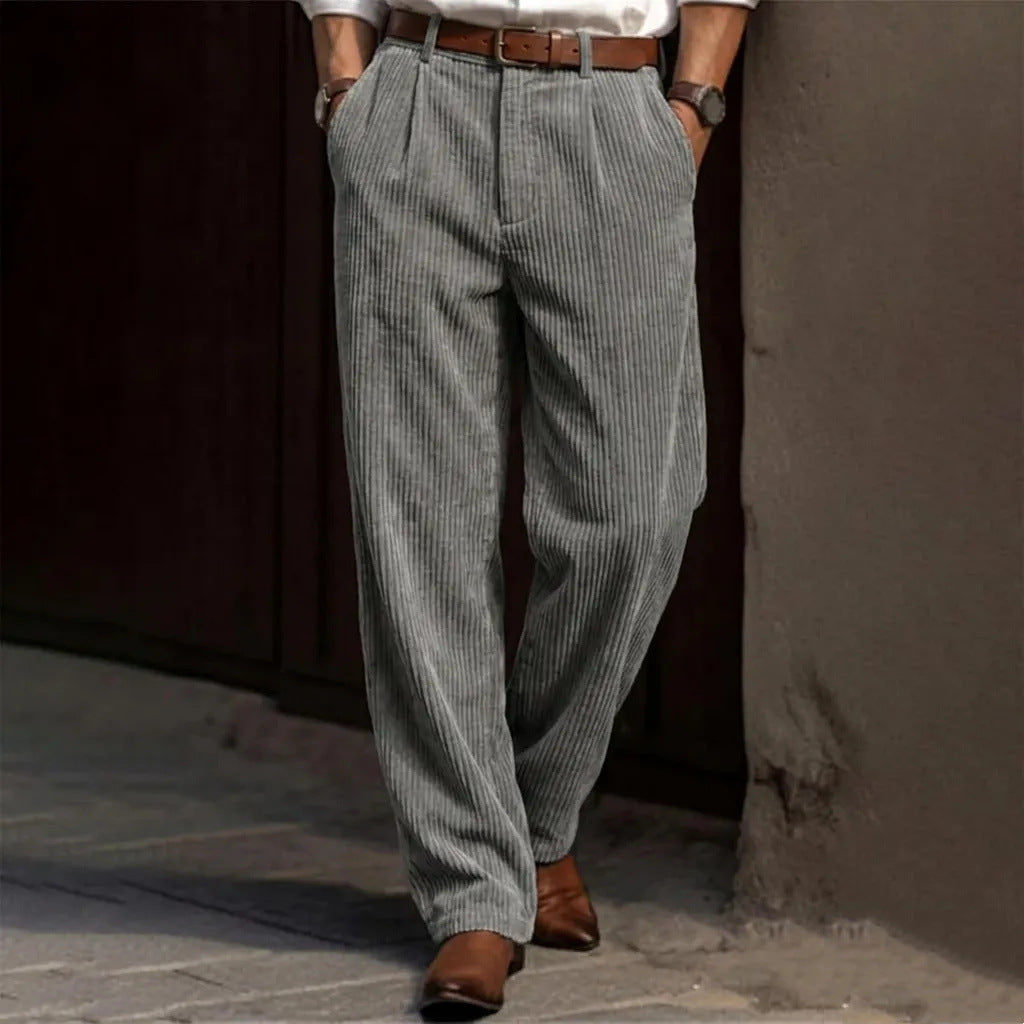 Vintage Pleated Corduroy Wide Leg Pants