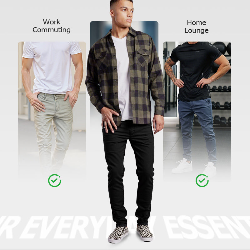 👖Men’s Casual Slim-Fit Solid Color Pants+Belt