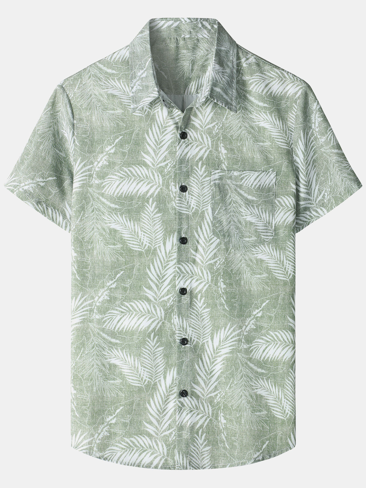 Men‘s Tropical Print Hawaiian Pocket Casual Short Sleeve Shirts