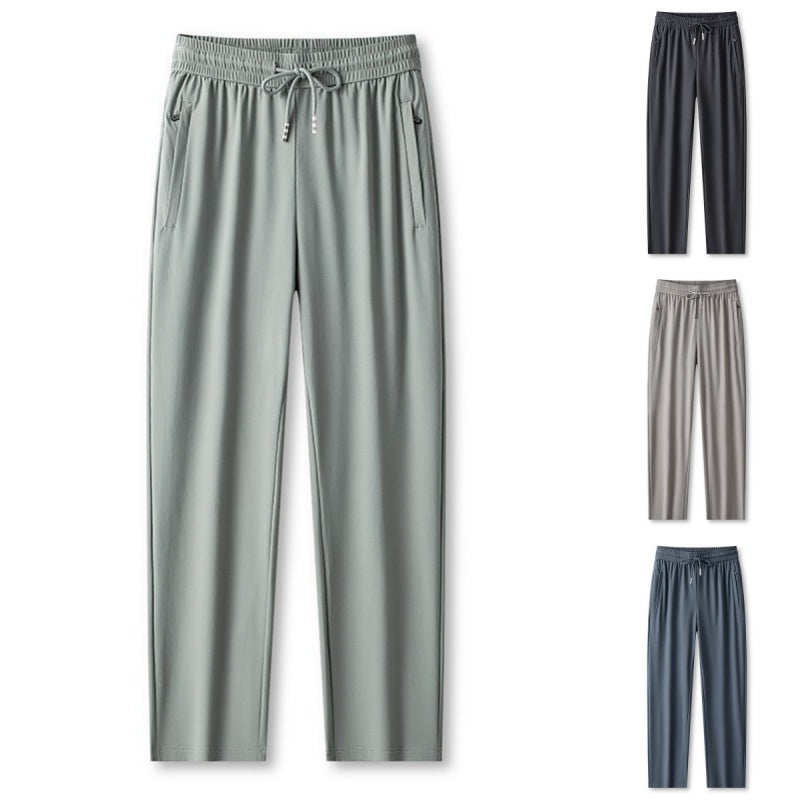 Ice Feel Quick-Dry Athletic Pants – Cooling Fabric, Loose Fit & Moisture-Wicking (M–4XL) 🌿👖