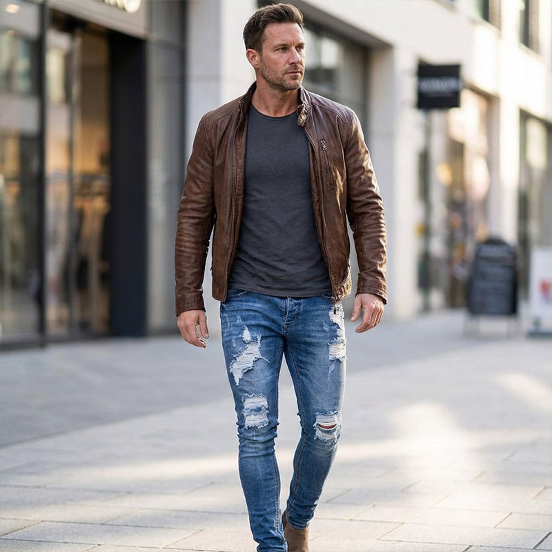 👖60% OFF! 🔥 Stylish Distressed Skinny Jeans for Men – Slim Tapered Fit, Breathable Cotton & Edgy Ripped Details