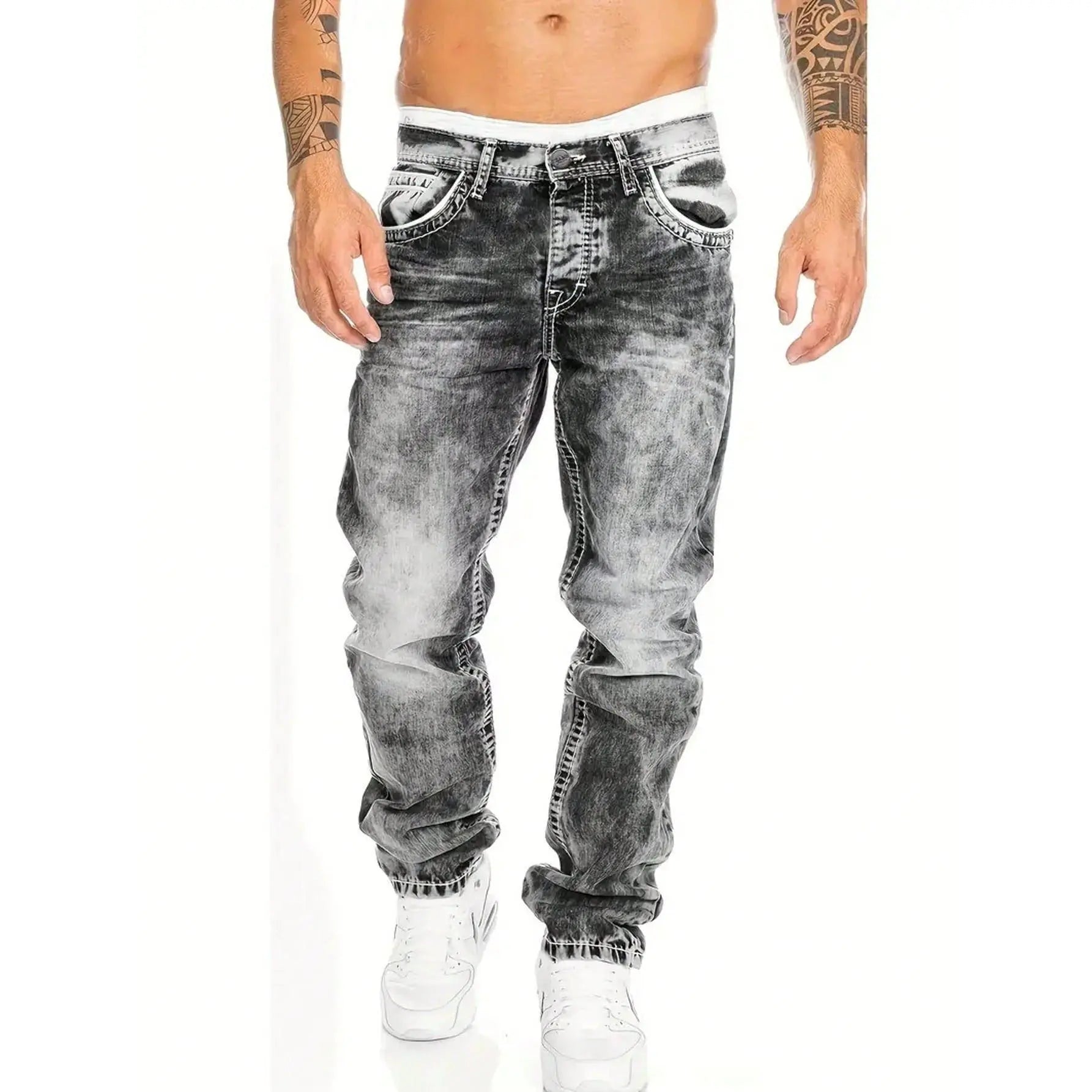 Men's Fashion Creative Stretch Denim Jeans,Minimalist Style Suitable For Summer, Emo Style— Free shipping for two pieces