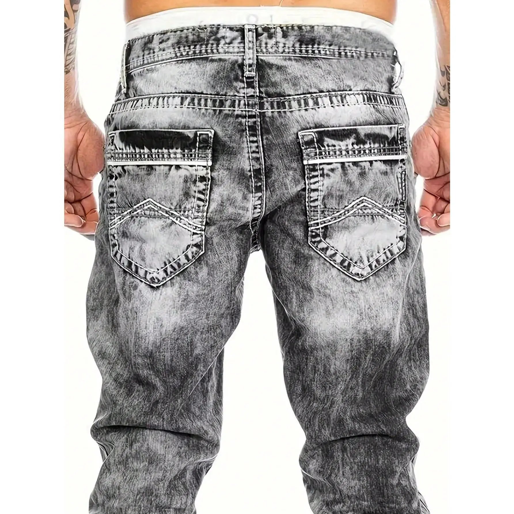 Men's Fashion Creative Stretch Denim Jeans,Minimalist Style Suitable For Summer, Emo Style— Free shipping for two pieces