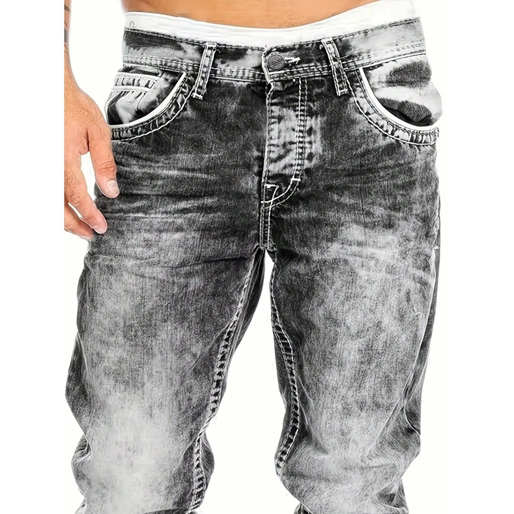 Men's Fashion Creative Stretch Denim Jeans,Minimalist Style Suitable For Summer, Emo Style— Free shipping for two pieces