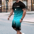 Men's Gradient Color T-Shirt & Shorts Set