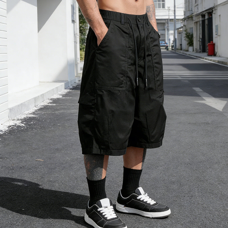 Men's Plus Size Casual Drawstring Capri Pants