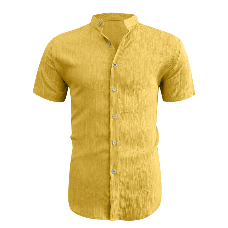 📢📢20% OFF !! ⏰ Men's Summer Stand Collar Short Sleeve Shirt – Breathable Material, Modern Fit & Ideal for Casual or Work 💼