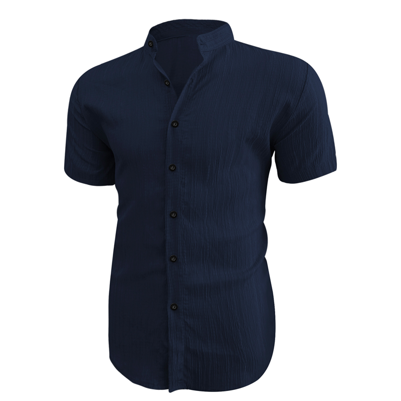 📢📢20% OFF !! ⏰ Men's Summer Stand Collar Short Sleeve Shirt – Breathable Material, Modern Fit & Ideal for Casual or Work 💼