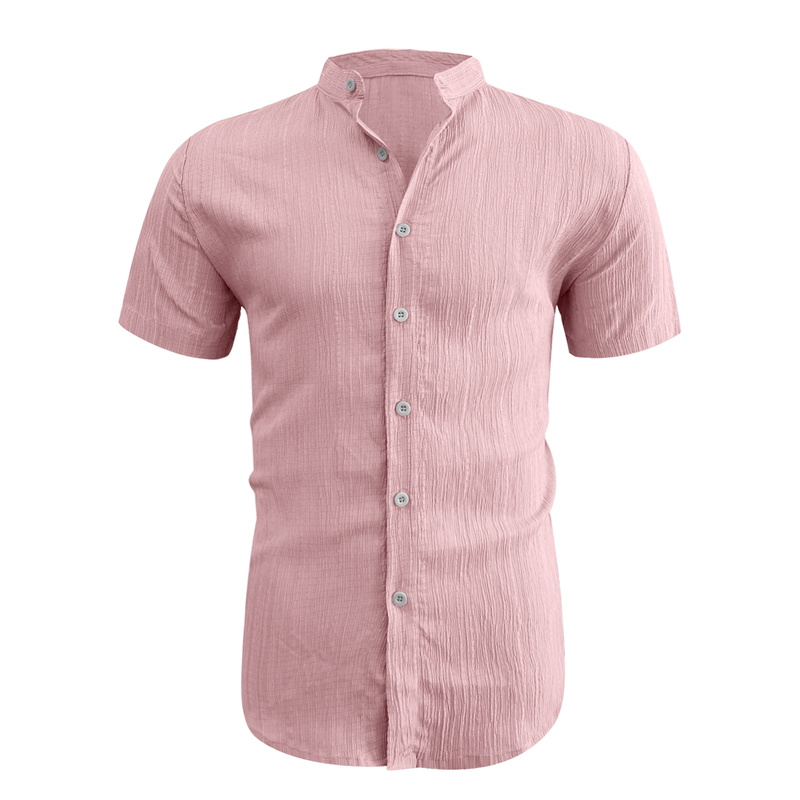 📢📢20% OFF !! ⏰ Men's Summer Stand Collar Short Sleeve Shirt – Breathable Material, Modern Fit & Ideal for Casual or Work 💼
