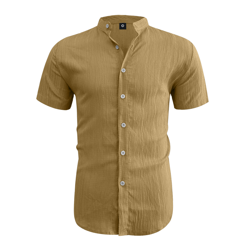 📢📢20% OFF !! ⏰ Men's Summer Stand Collar Short Sleeve Shirt – Breathable Material, Modern Fit & Ideal for Casual or Work 💼