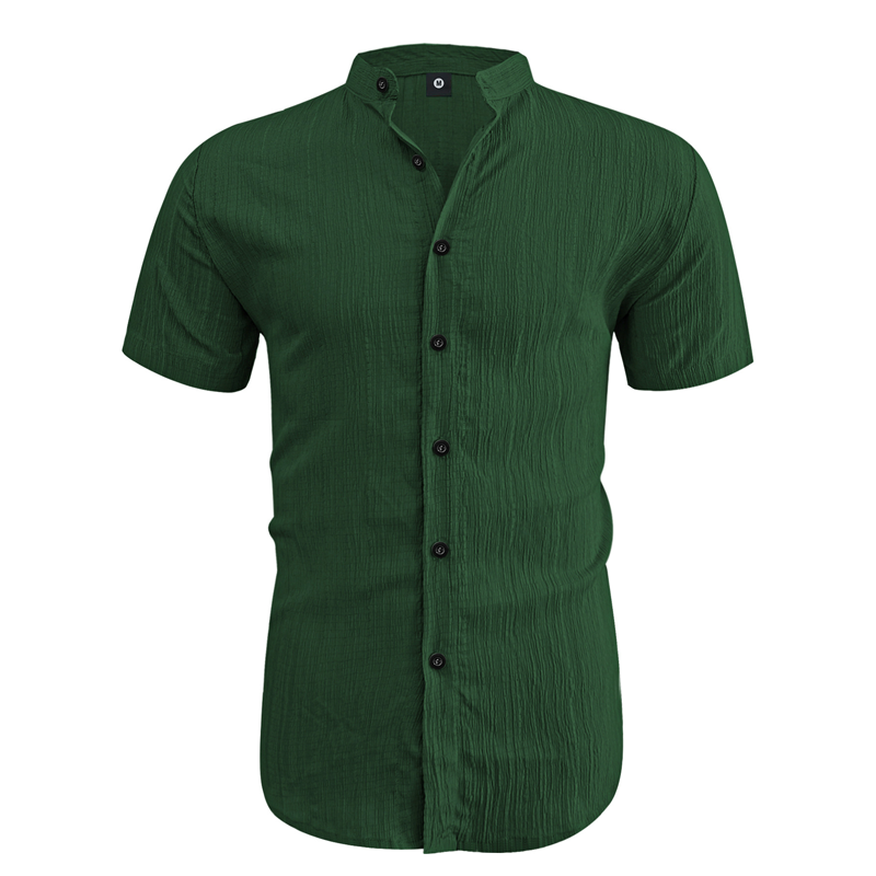 📢📢20% OFF !! ⏰ Men's Summer Stand Collar Short Sleeve Shirt – Breathable Material, Modern Fit & Ideal for Casual or Work 💼
