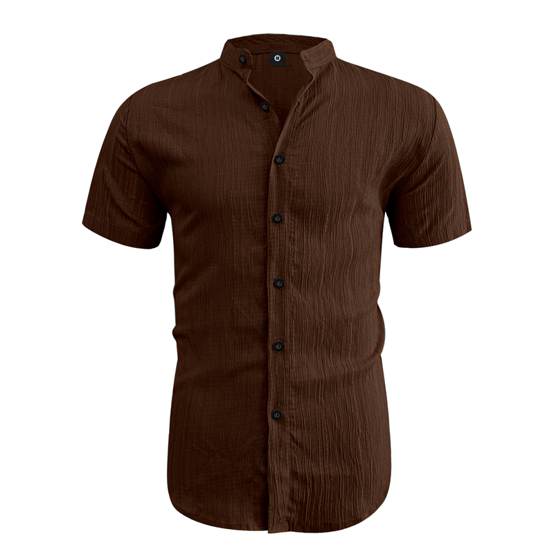 📢📢20% OFF !! ⏰ Men's Summer Stand Collar Short Sleeve Shirt – Breathable Material, Modern Fit & Ideal for Casual or Work 💼