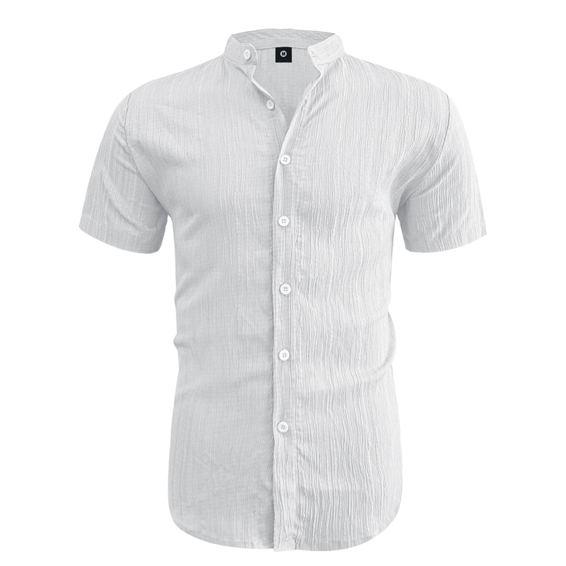 📢📢20% OFF !! ⏰ Men's Summer Stand Collar Short Sleeve Shirt – Breathable Material, Modern Fit & Ideal for Casual or Work 💼
