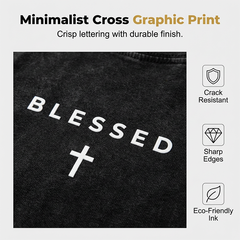 Men's Vintage T-Shirt with Cross & Letter Print