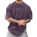 Men's Vintage T-Shirt with Cross & Letter Print