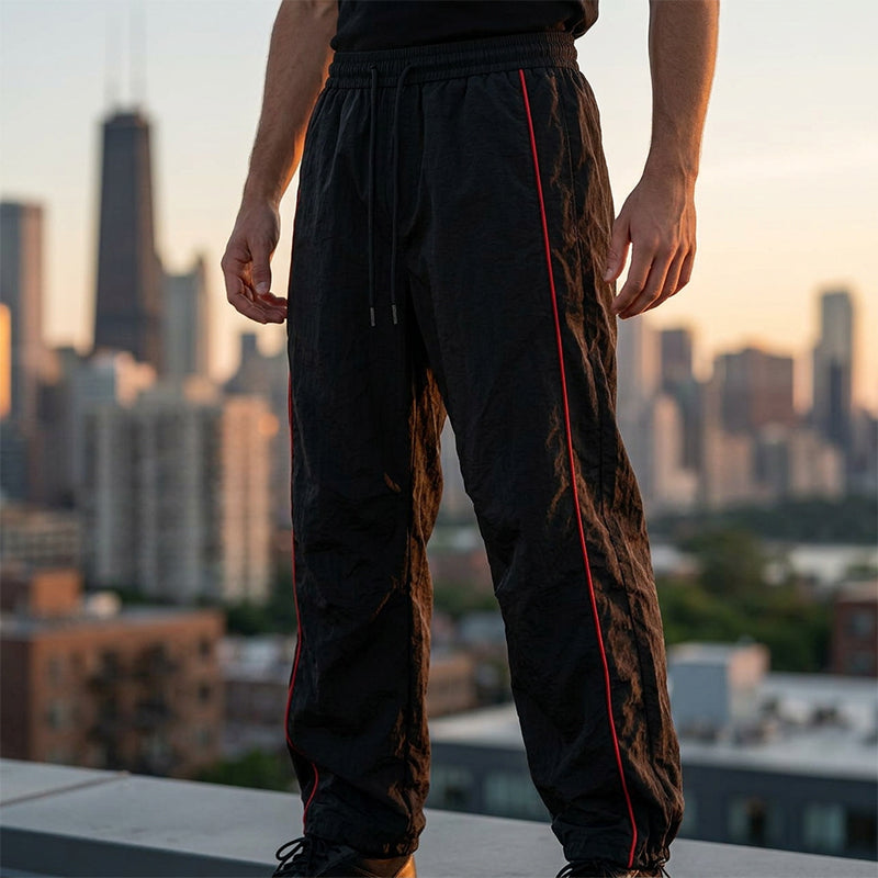 Retro Side-Stripe Wide-Leg Trousers