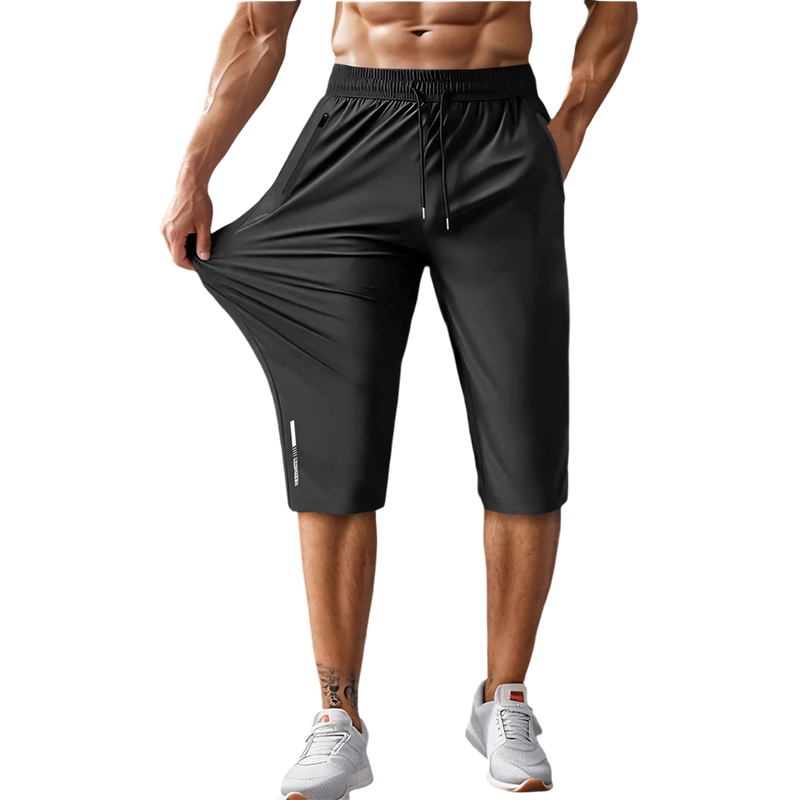 Men's Quick-Dry Sports Capri Pants – Stretchy, Zipper Pockets, Versatile