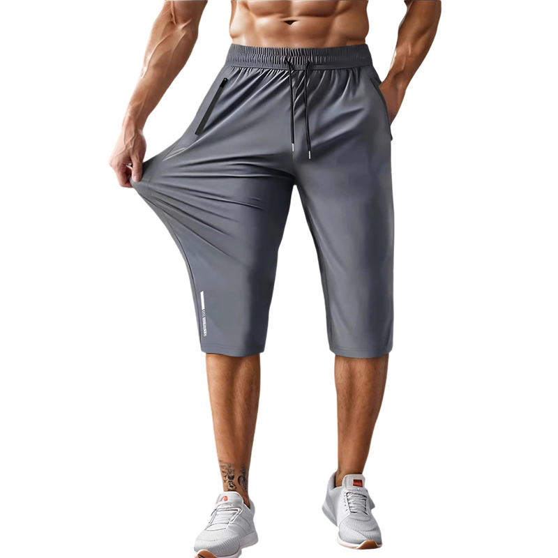 Men's Quick-Dry Sports Capri Pants – Stretchy, Zipper Pockets, Versatile