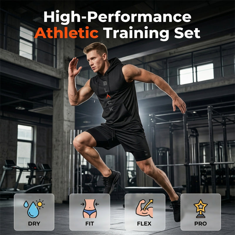 🏋️‍50% OFF NOW! 💪 Men’s Sleeveless Hoodie & Shorts Set – Athletic & Casual Fit – Breathable & Quick-Dry 🏋️‍♂️