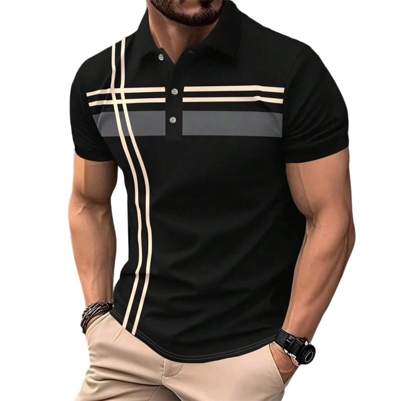 ⏳Limited-time 50% off⏰Men's Striped Short Sleeve Collared Top👔