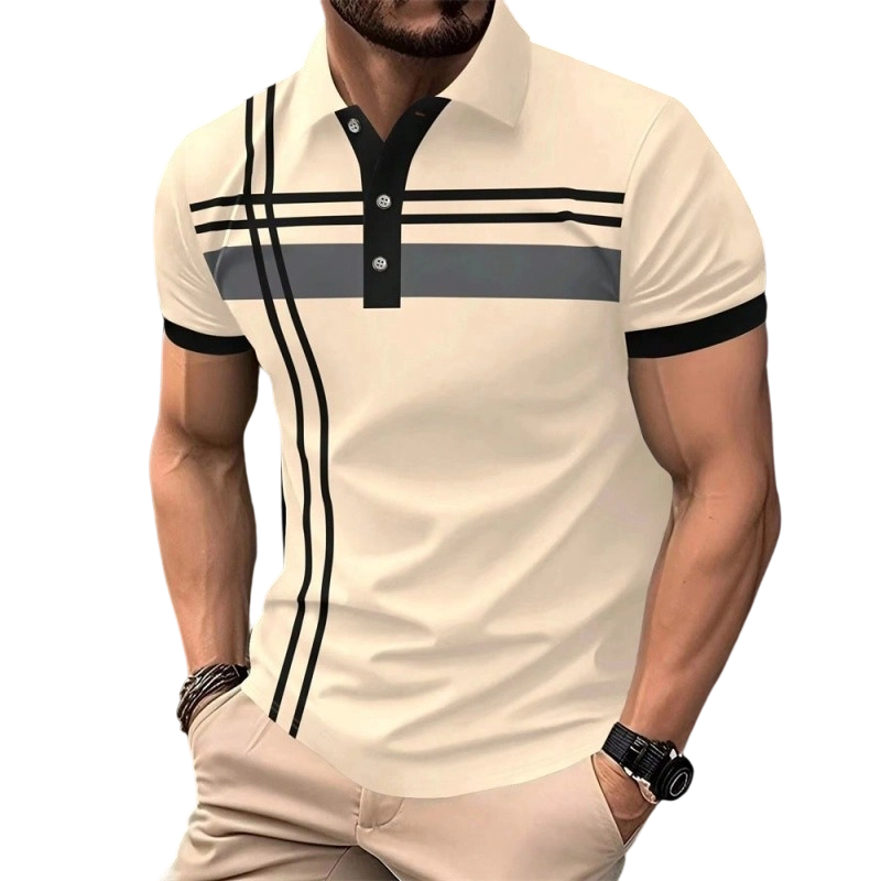 ⏳Limited-time 50% off⏰Men's Striped Short Sleeve Collared Top👔