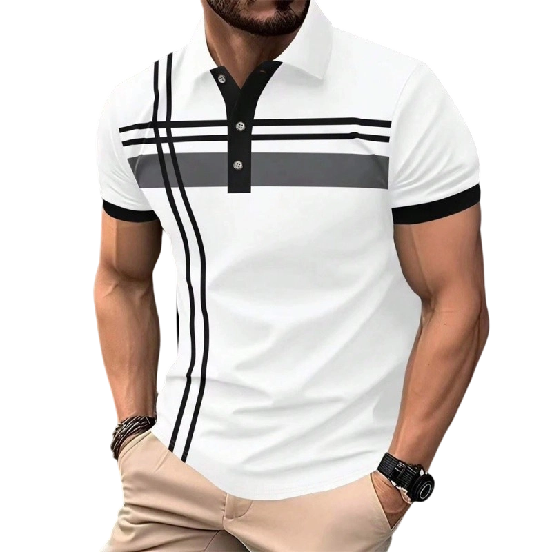⏳Limited-time 50% off⏰Men's Striped Short Sleeve Collared Top👔