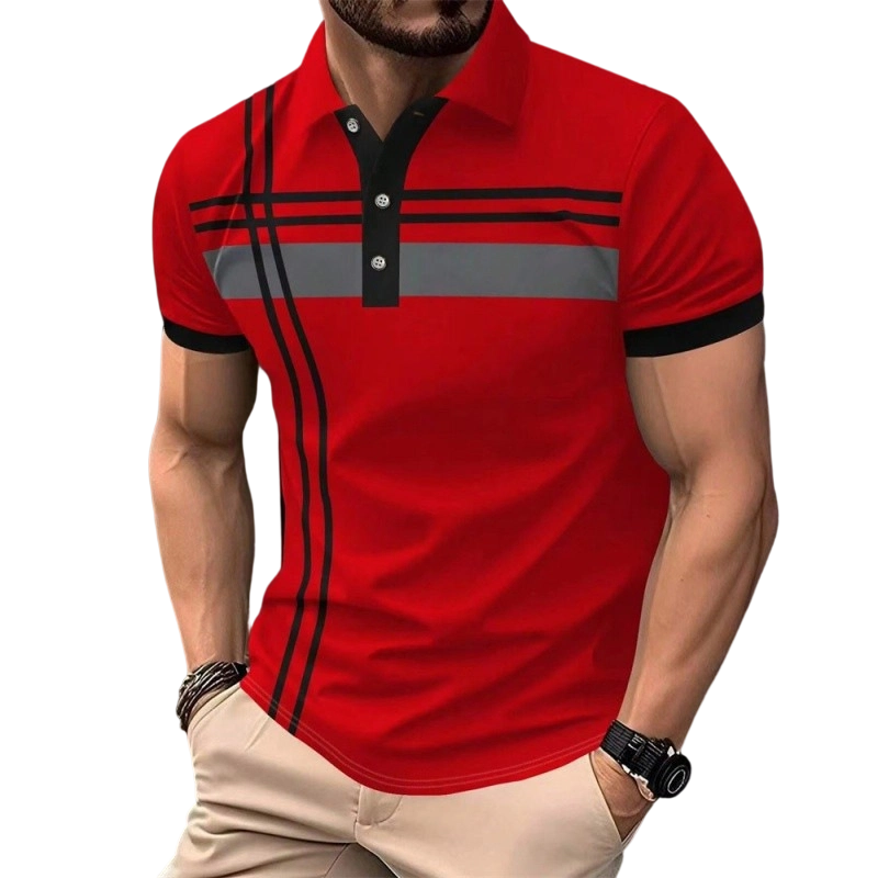 ⏳Limited-time 50% off⏰Men's Striped Short Sleeve Collared Top👔