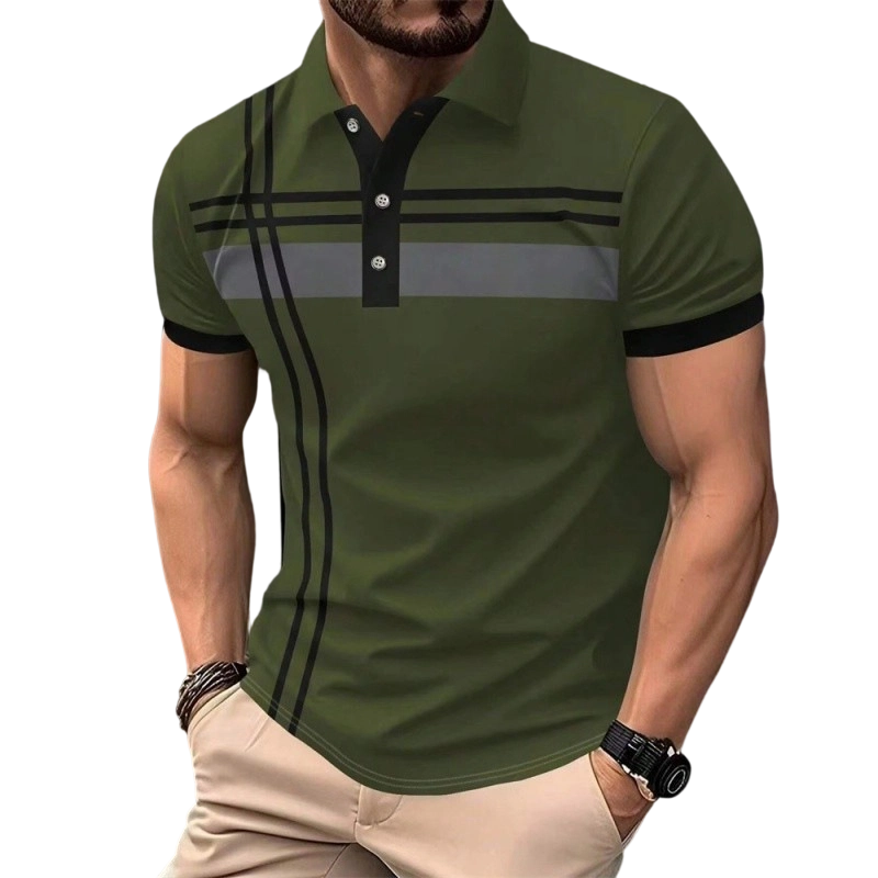 ⏳Limited-time 50% off⏰Men's Striped Short Sleeve Collared Top👔