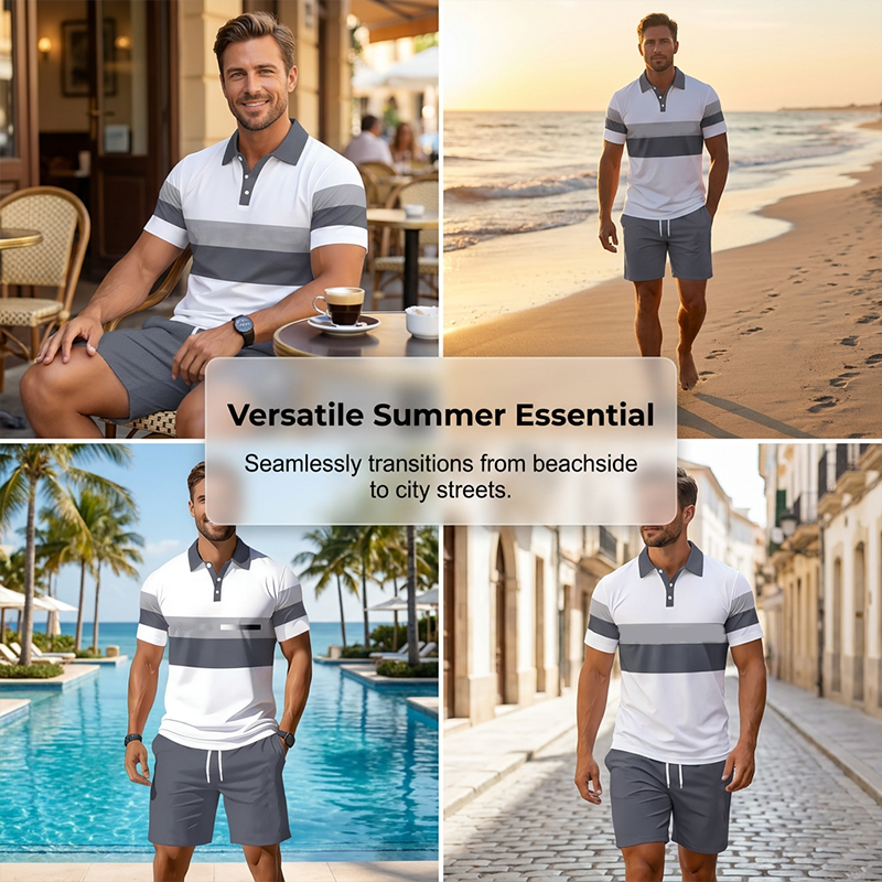 👕 LIMITED-TIME 50% OFF! 💥 Men's Two-Piece Shirt and Shorts Set – Digital Print, Athletic Fit, Wrinkle Resistant ✨