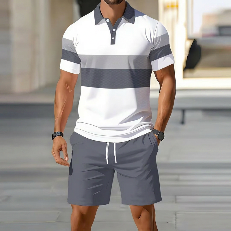 👕 LIMITED-TIME 50% OFF! 💥 Men's Two-Piece Shirt and Shorts Set – Digital Print, Athletic Fit, Wrinkle Resistant ✨