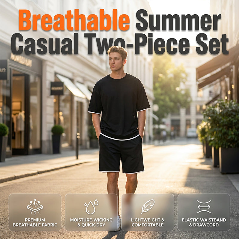 🎉 LIMITED TIME 66% OFF! 👕 Men's Waffle Knit T-Shirt & Shorts Set – Cooling Sensation Fabric & Relaxed Fit Design 💙