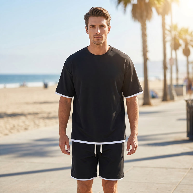🎉 LIMITED TIME 66% OFF! 👕 Men's Waffle Knit T-Shirt & Shorts Set – Cooling Sensation Fabric & Relaxed Fit Design 💙