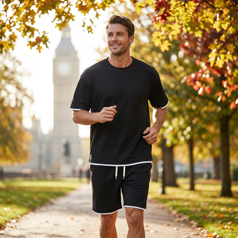 🎉 LIMITED TIME 66% OFF! 👕 Men's Waffle Knit T-Shirt & Shorts Set – Cooling Sensation Fabric & Relaxed Fit Design 💙