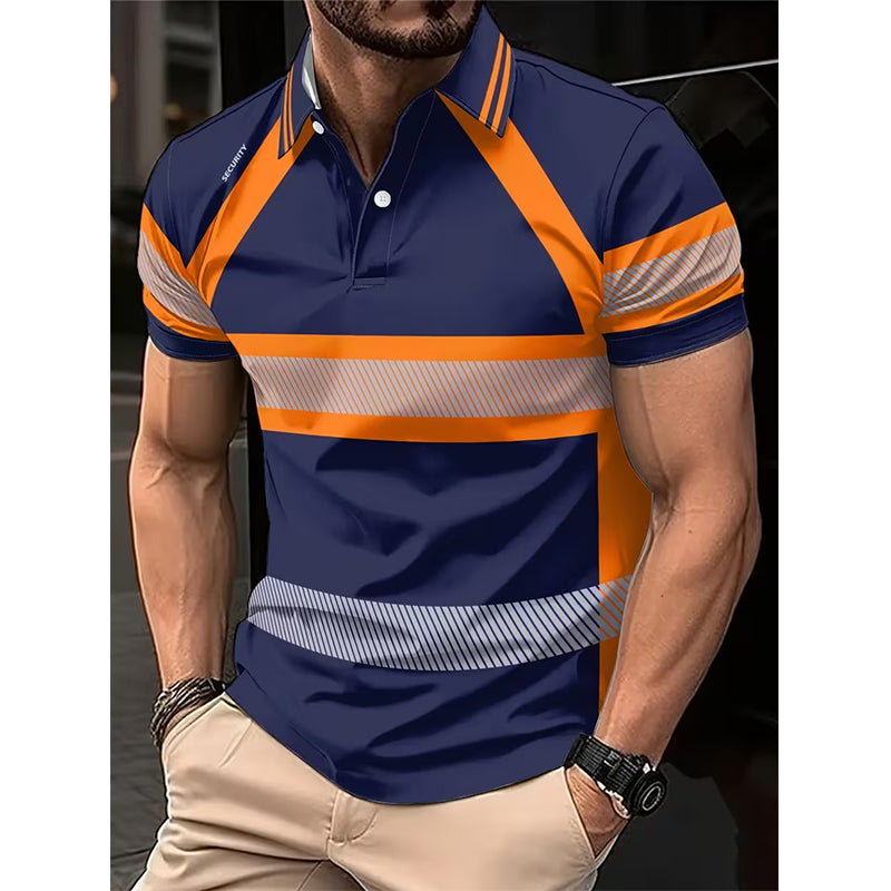 👕 Men's High Visibility Reflective Short Sleeve Shirt – Neon Blocks & Athletic Fit Cut ⏰