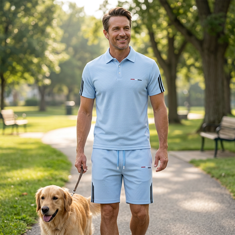 Men's Casual Short-Sleeve Shorts Set