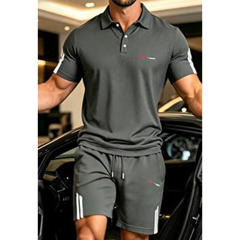 Men's Casual Short-Sleeve Shorts Set