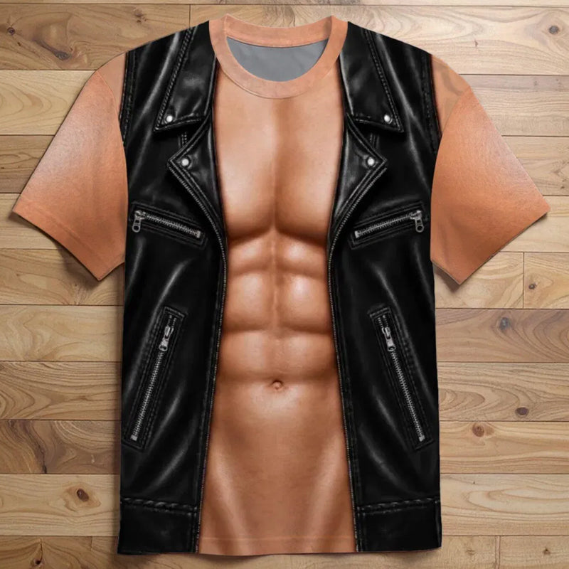 📢📢 50% Off!! ⏰Men's Funny Fake Muscle Print T-Shirt