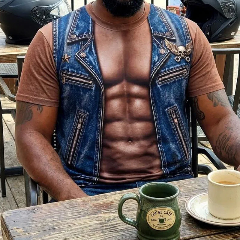 📢📢 50% Off!! ⏰Men's Funny Fake Muscle Print T-Shirt