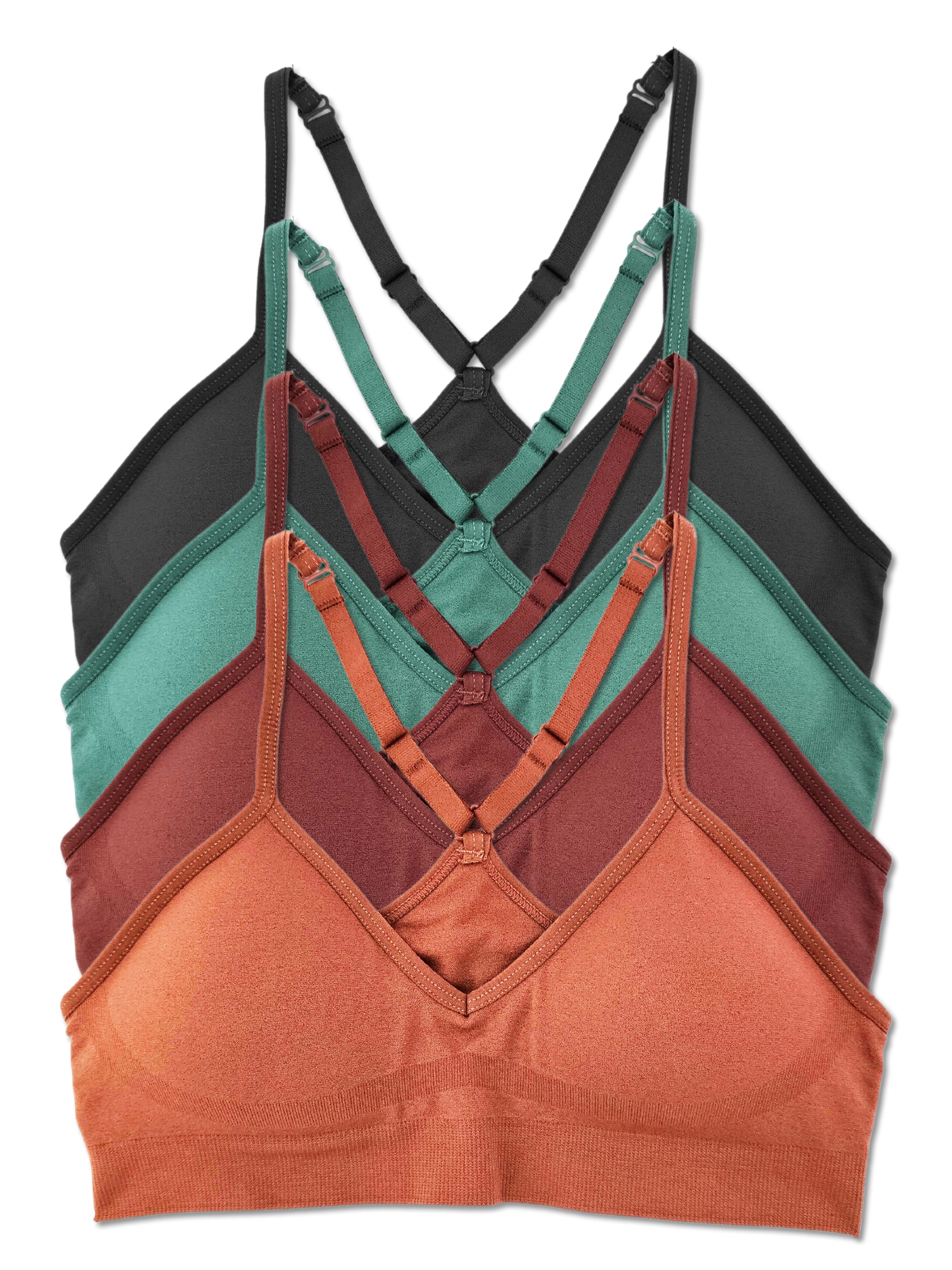 4-Pack Racerback Sports Bra V Neck for Women