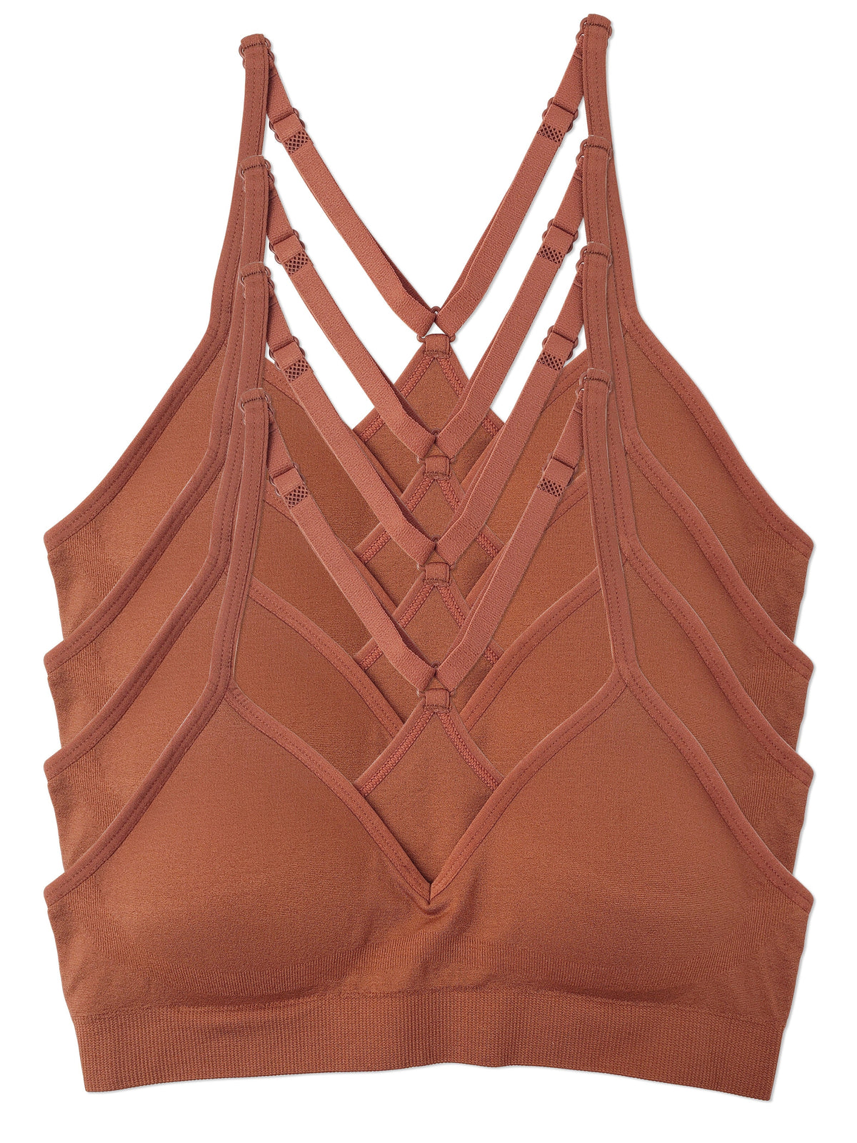 4-Pack Racerback Sports Bra V Neck for Women