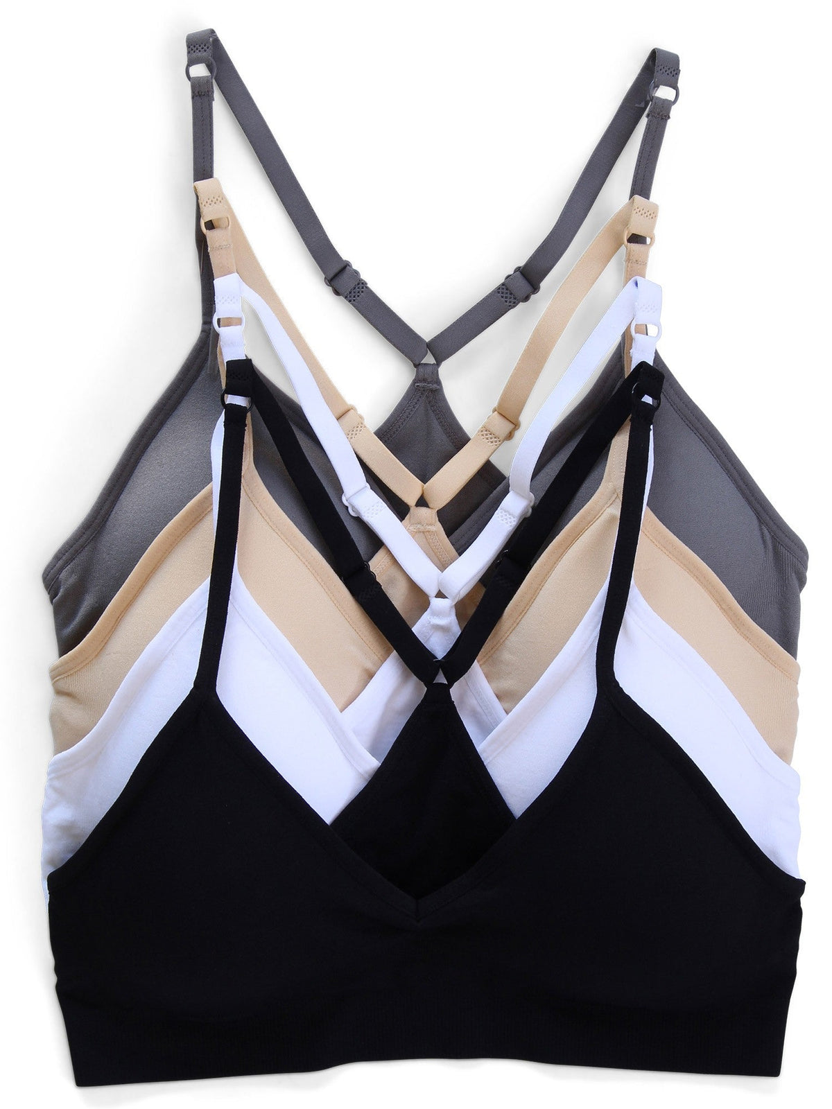 4-Pack Racerback Sports Bra V Neck for Women