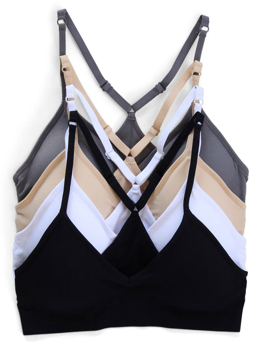 4-Pack Racerback Sports Bra V Neck for Women