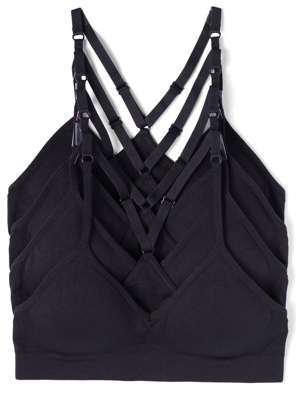 4-Pack Racerback Sports Bra V Neck for Women